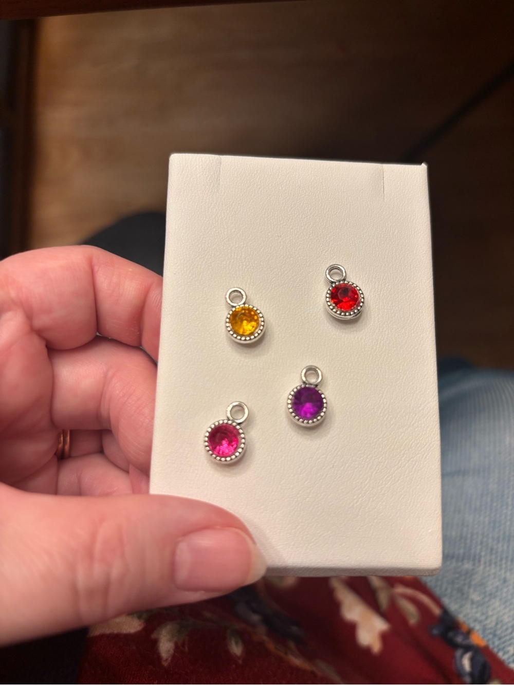 New set of 4 silver gem colorful fun Charms interchangeable customizable